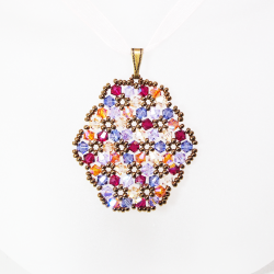Pendant 40cm - Terence Oval-Salmon Organza - Pendant 40cm - Laiton bronze